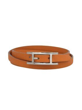 Hermes Hapi 3 Silver Triple Strand Leather Bracelet Orange